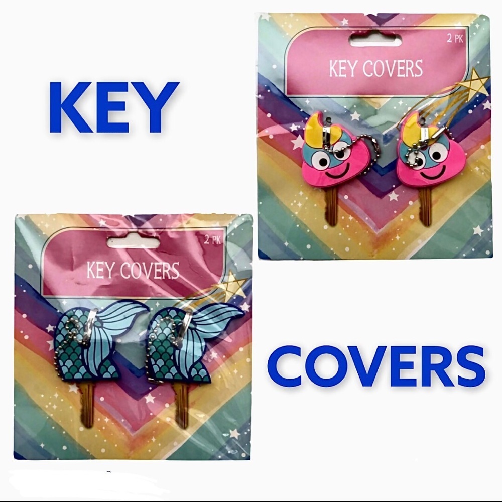 Key Covers Mermaid Tail/Colorful Smiley Poo Emoji